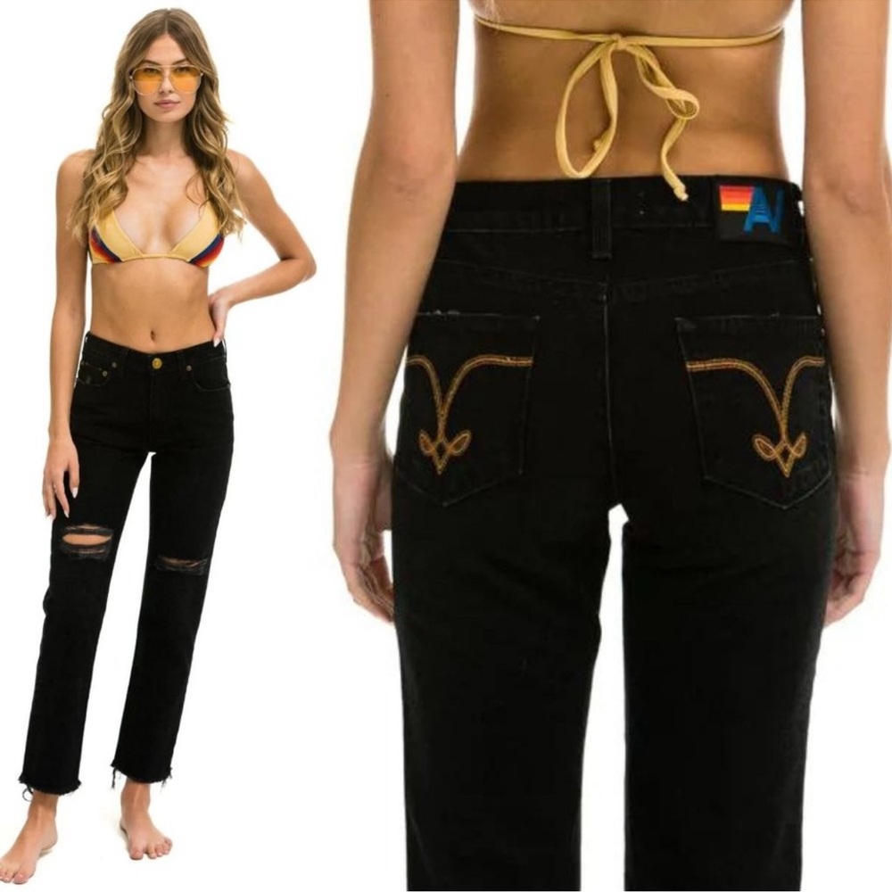 Aviator Nation Black Straight Leg Jeans